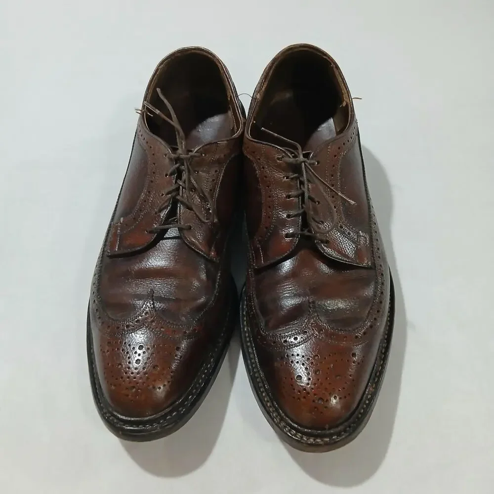 Allen Edmonds Mens Wingtip Oxford Shoes 10.5C Brown Leather Brogue Dress Vintage